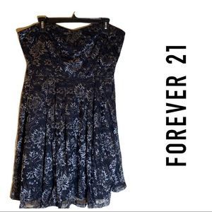 Forever 21 Strapless Black Silver Dress